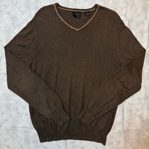 Joseph A Bank Men’s Medium Cashmere Blend Brown Classic V-Neck Pullover Sweater